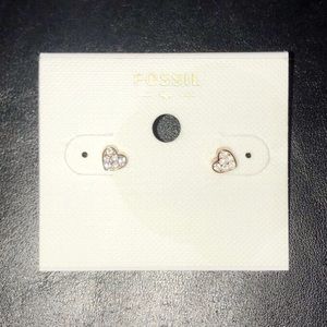 Fossil Heart Studded Earrings